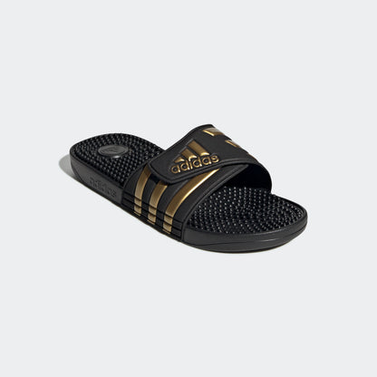 adidas ADISSAGE Adjustable Rubber Slides | Black/Gold | Men's