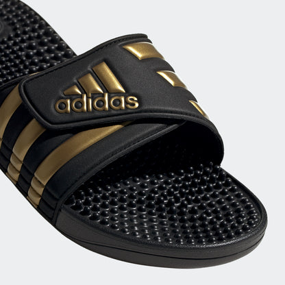 adidas ADISSAGE Adjustable Rubber Slides | Black/Gold | Men's