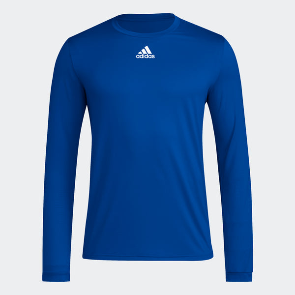 adidas Long Sleeve BOS Pregame Tee | Blue | Men's | stripe 3 adidas