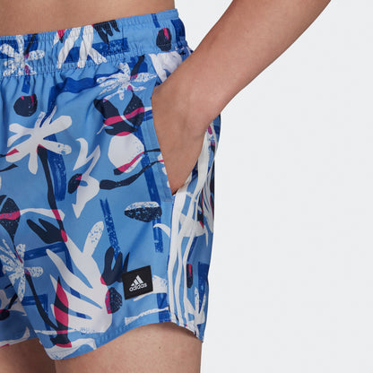 adidas Seasonal Floral CLX Very Short Swim Shorts | Blue | Men's