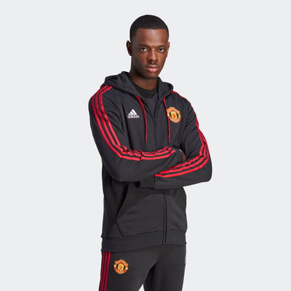 adidas Manchester United '23/24 DNA Full-Zip Hoodie | Black/Red | Men's