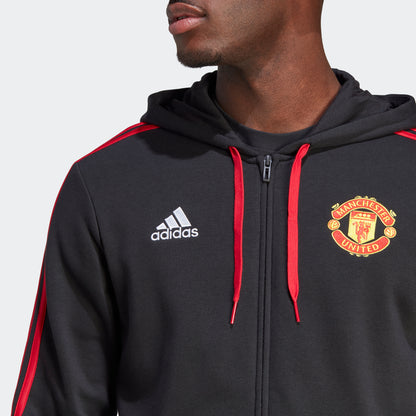 adidas Manchester United '23/24 DNA Full-Zip Hoodie | Black/Red | Men's