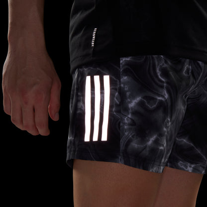 adidas Own the Run Print 5" Shorts | Black/White | Men's