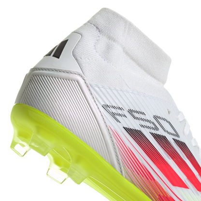 adidas F50 LEAGUE MID Firm/Multi-Ground Soccer Cleats | Cloud White-Lucid Red-Solar Yellow | Women's