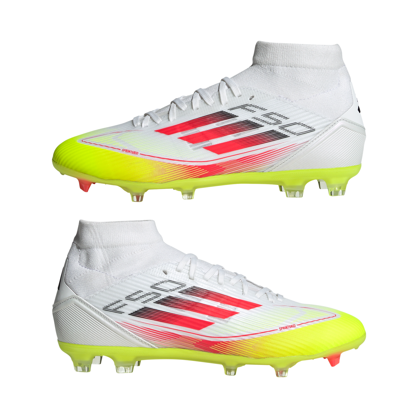 adidas F50 LEAGUE MID Firm/Multi-Ground Soccer Cleats | Cloud White-Lucid Red-Solar Yellow | Women's