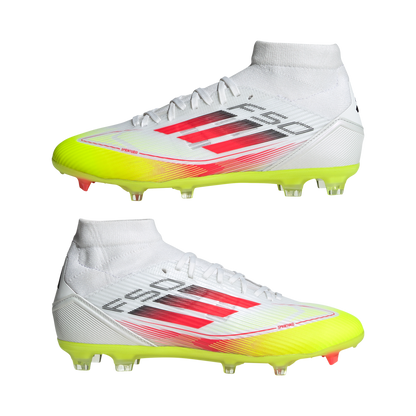 adidas F50 LEAGUE MID Firm/Multi-Ground Soccer Cleats | Cloud White-Lucid Red-Solar Yellow | Women's