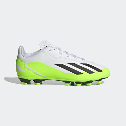 adidas X Crazyfast.4 Flexible Ground Soccer Cleats | White/Green | Youth