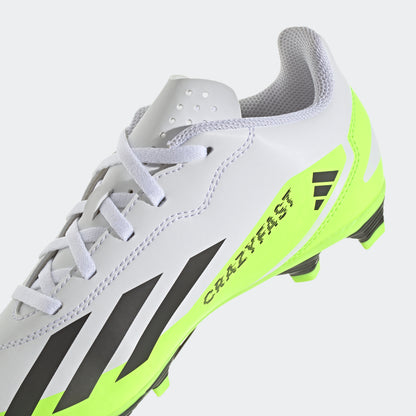 adidas X Crazyfast.4 Flexible Ground Soccer Cleats | White/Green | Youth