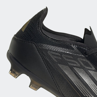 adidas F50 PRO Firm Ground Soccer Cleats | Core Black-Iron Metallic-Gold Metallic | Kid's Unisex