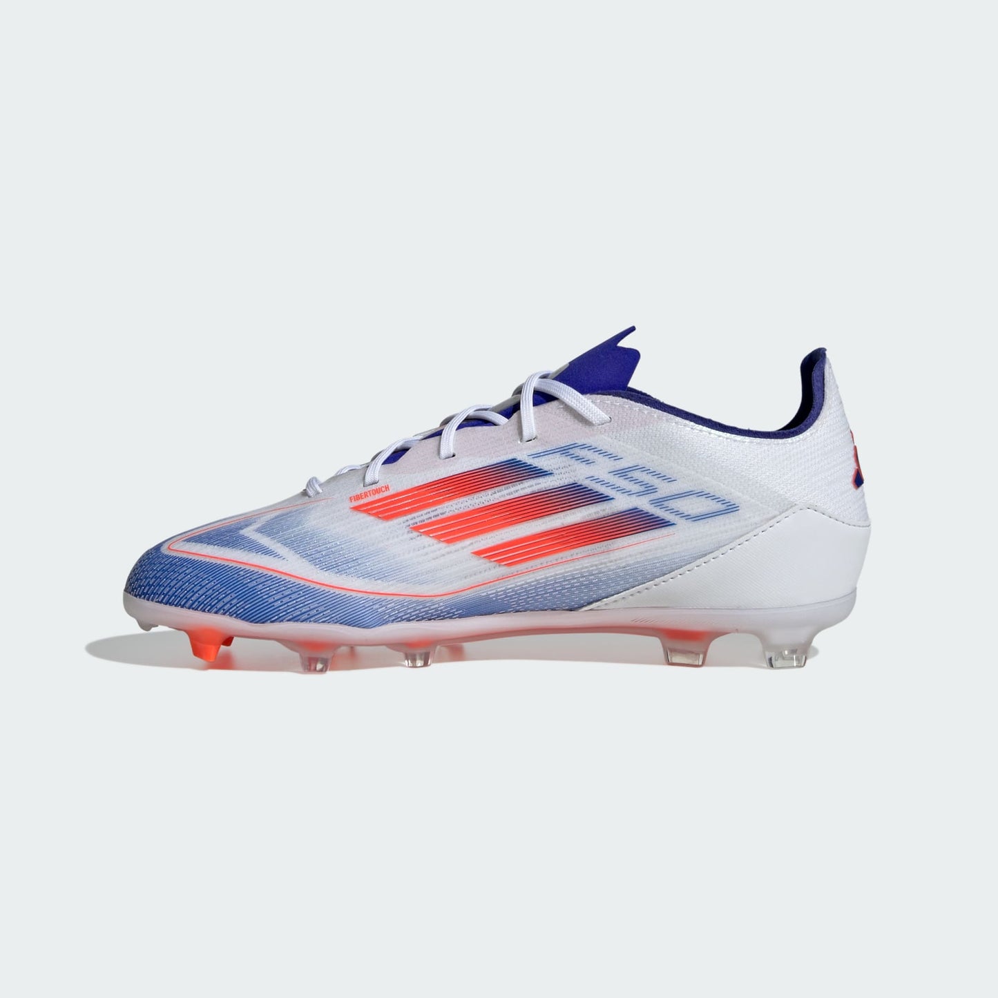 adidas F50 PRO Firm Ground Soccer Cleats | Cloud White-Solar Red-Lucid Blue | Kid's Unisex