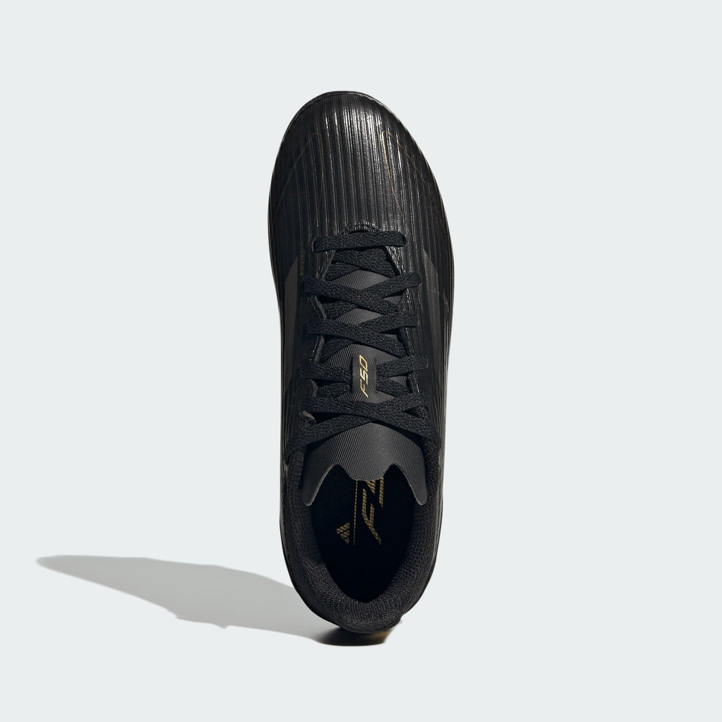 adidas F50 LEAGUE Firm/Multi-Ground Soccer Cleats | Core Black-Iron Metallic-Gold Metallic | Kid's Unisex