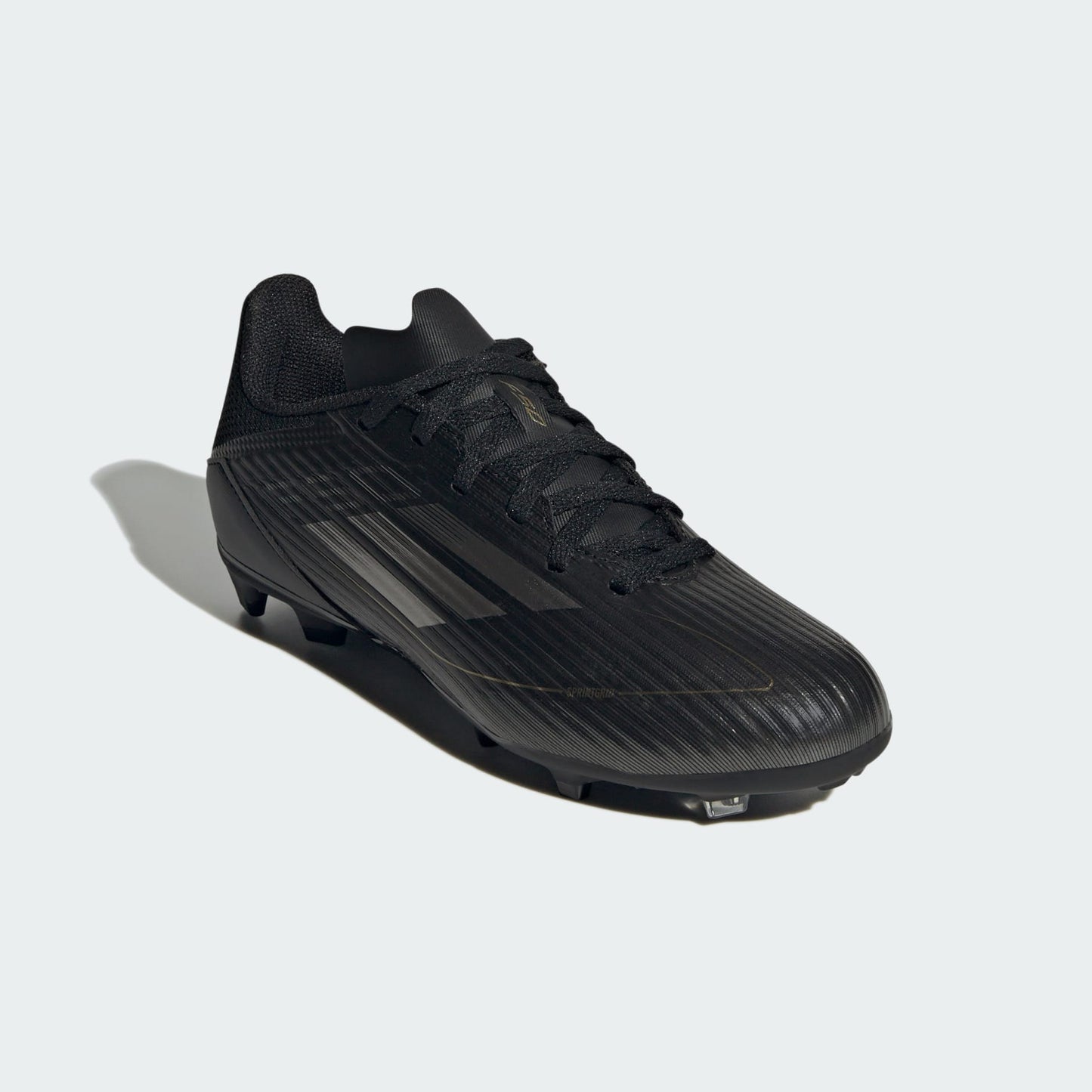 adidas F50 LEAGUE Firm/Multi-Ground Soccer Cleats | Core Black-Iron Metallic-Gold Metallic | Kid's Unisex