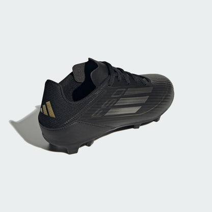 adidas F50 LEAGUE Firm/Multi-Ground Soccer Cleats | Core Black-Iron Metallic-Gold Metallic | Kid's Unisex