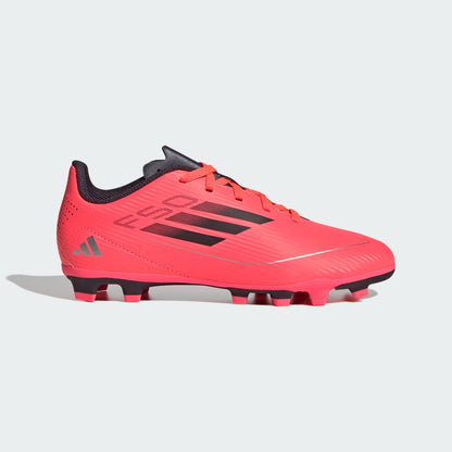 adidas F50 CLUB Flexible Ground Cleats | Turbo-Aurora Black-Platinum Metallic | Kid's Unisex