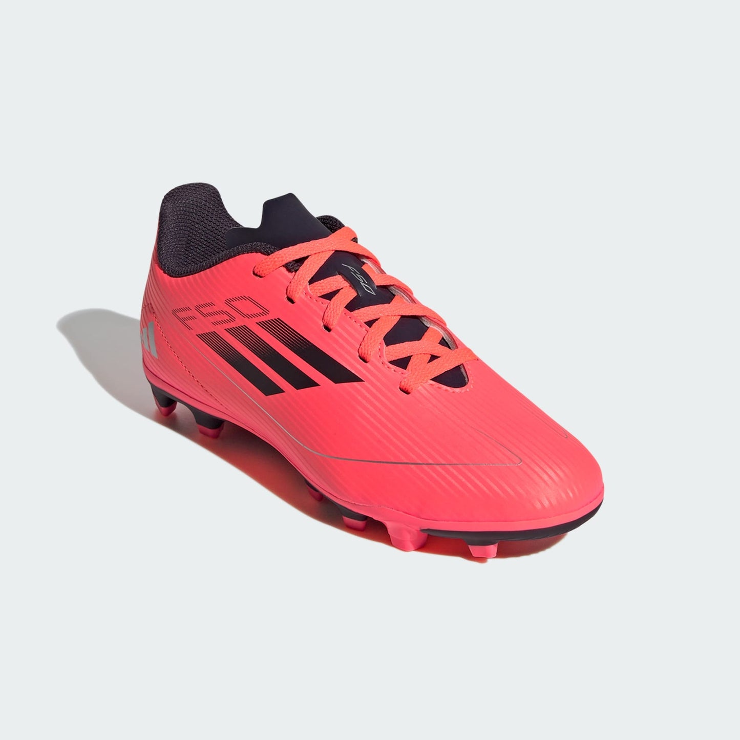 adidas F50 CLUB Flexible Ground Cleats | Turbo-Aurora Black-Platinum Metallic | Kid's Unisex