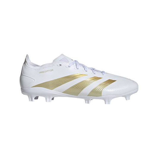 adidas Predator League Firm Ground Soccer Cleats | Cloud White-Gold Metallic-Sandy Beige Met | Men's