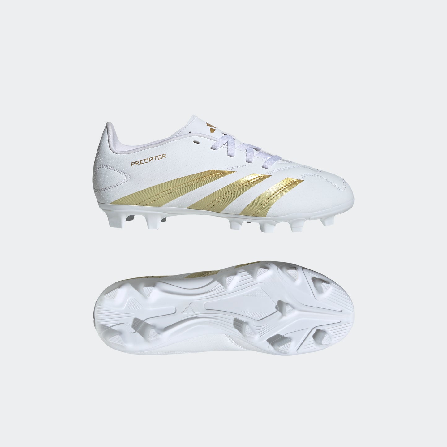 adidas PREDATOR CLUB Flexible Ground Cleats | Cloud White-Metallic Gold | Kid's Unisex