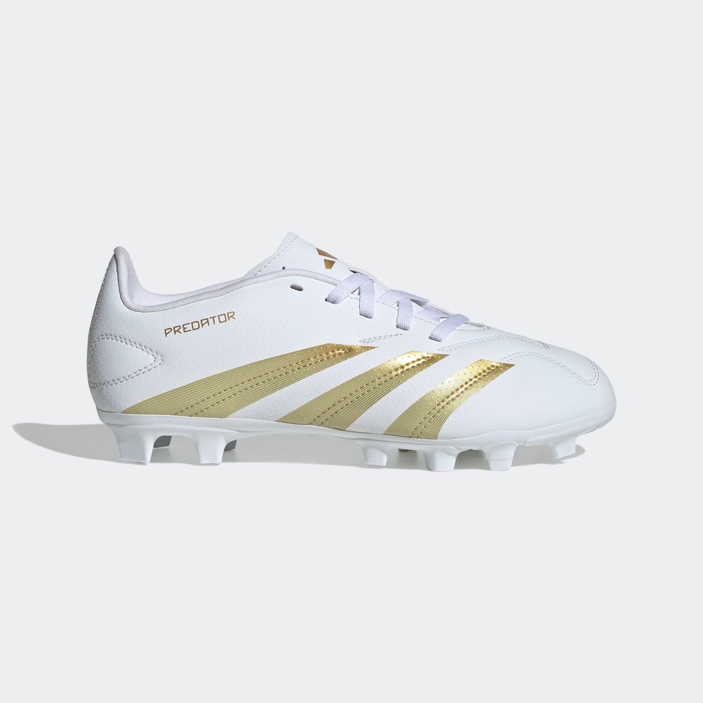 adidas PREDATOR CLUB Flexible Ground Cleats | Cloud White-Metallic Gold | Kid's Unisex