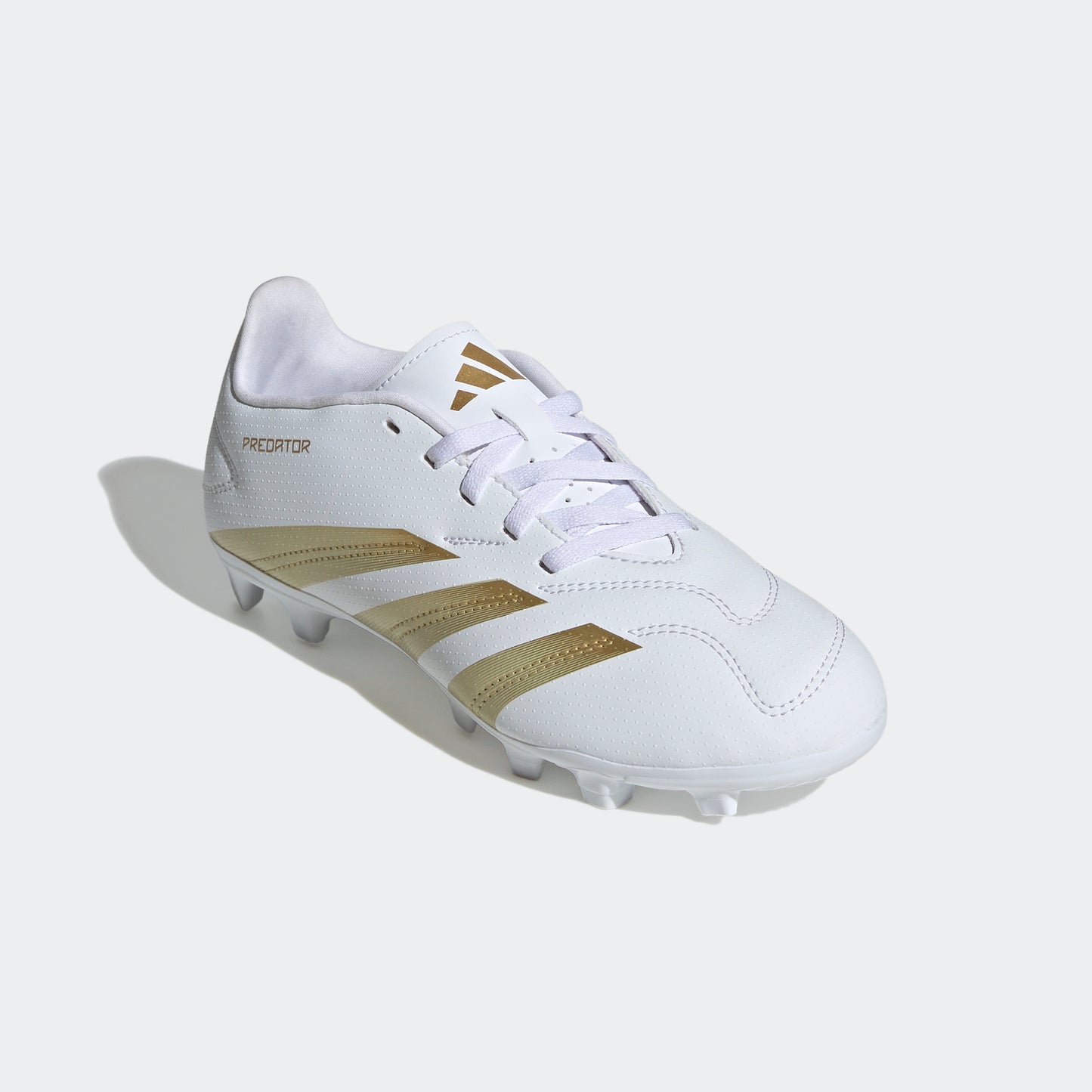 adidas PREDATOR CLUB Flexible Ground Cleats | Cloud White-Metallic Gold | Kid's Unisex