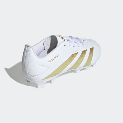 adidas PREDATOR CLUB Flexible Ground Cleats | Cloud White-Metallic Gold | Kid's Unisex