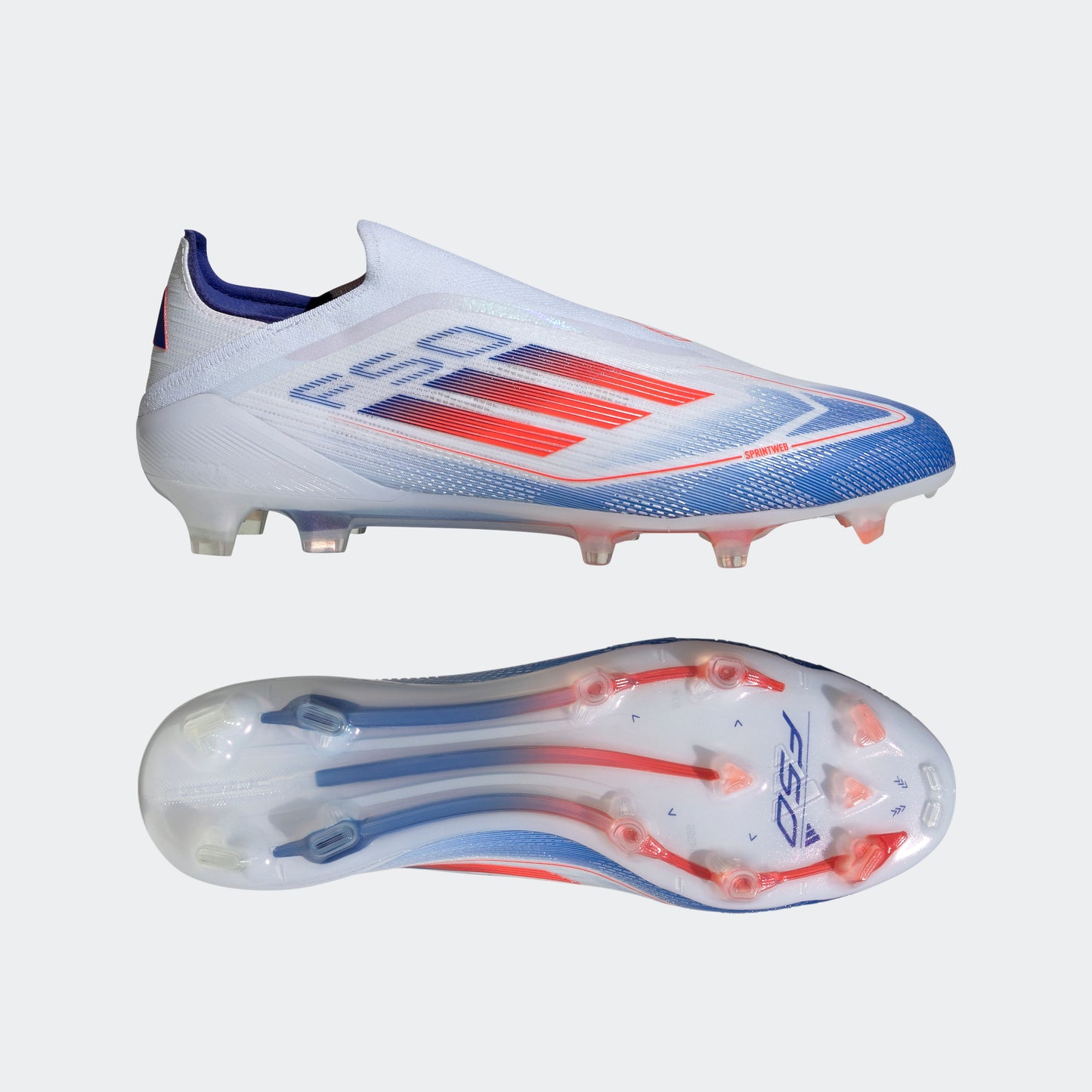 adidas F50 ELITE LACELESS Firm Ground Soccer Cleats | Cloud White-Solar Red-Lucid Blue | Men's