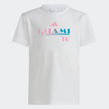 adidas Messi Inter Miami Fresh Graphic Tee | White | Kid's