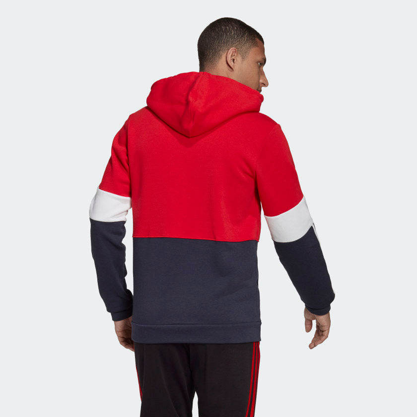 COLORBLOCK stripe – ESSENTIALS adidas Sweatshirt adidas 3 | Hooded Red-White-Blue FLEECE