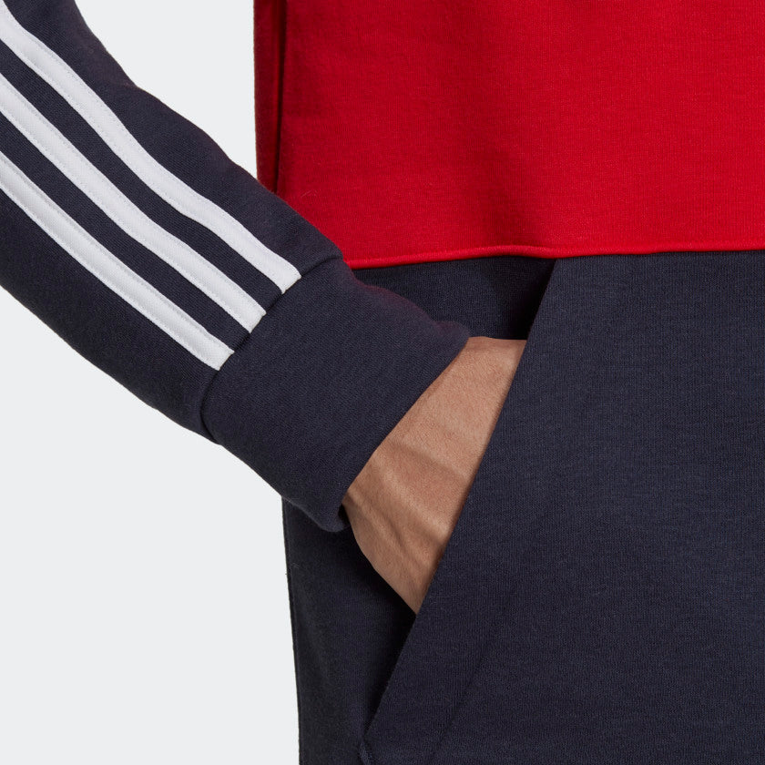 adidas ESSENTIALS stripe adidas – | 3 Sweatshirt FLEECE COLORBLOCK Red-White-Blue Hooded
