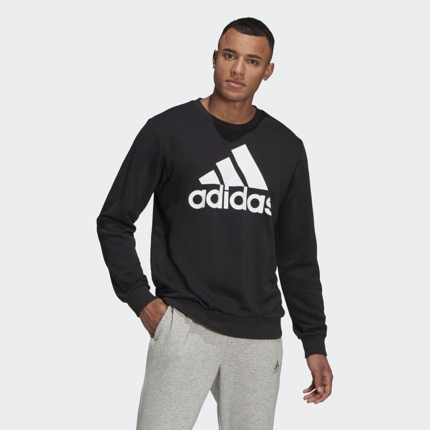 Men\'s Sweatshirt adidas | ESSENTIALS – FRENCH stripe Logo adidas TERRY Big | 3 Black