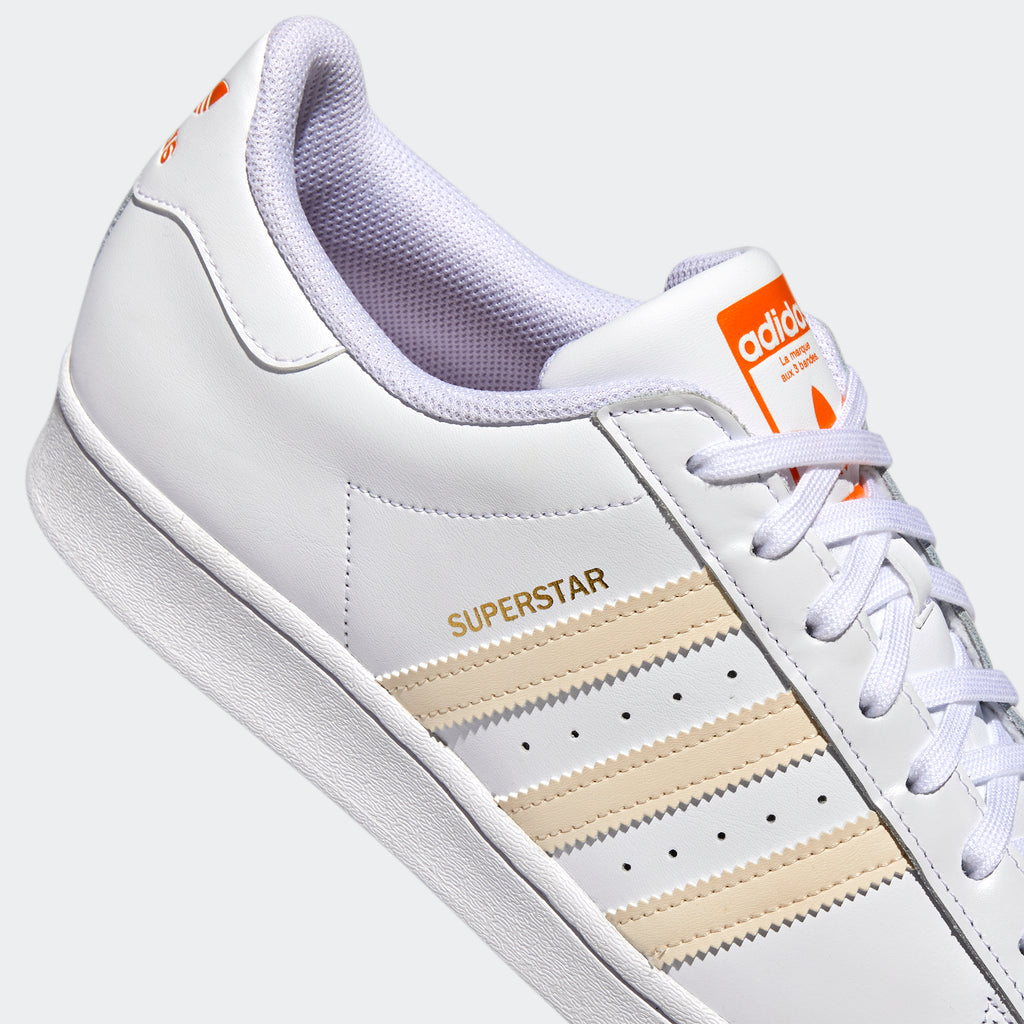 adidas Originals Superstar Shoes | White/Orange Men's stripe 3