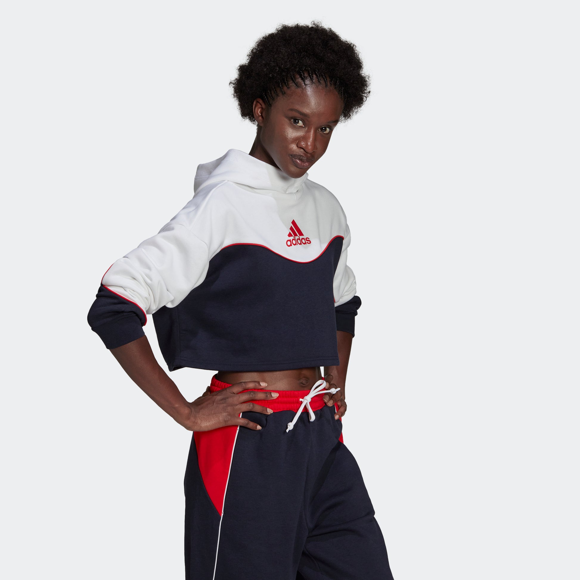 – adidas | COLORBLOCK 3 3-STRIPES Women | adidas Red-White-Blue Hoodie stripe ESSENTIALS