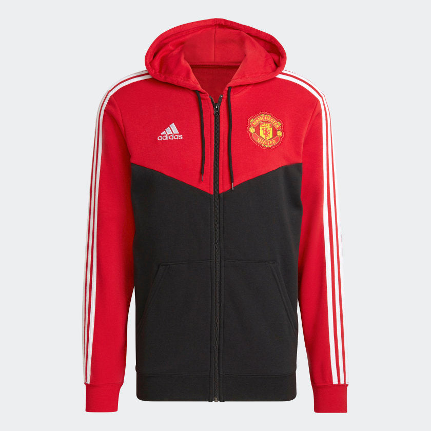 adidas MANCHESTER UNITED 3-Stripes Full-Zip Hoodie | Red-Black