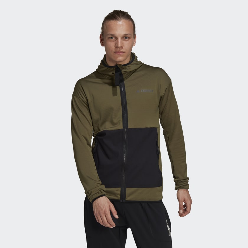 adidas TECH Light | Hooded | 3 Jacket – stripe adidas FLEECE Olive TERREX Men\'s Hiking