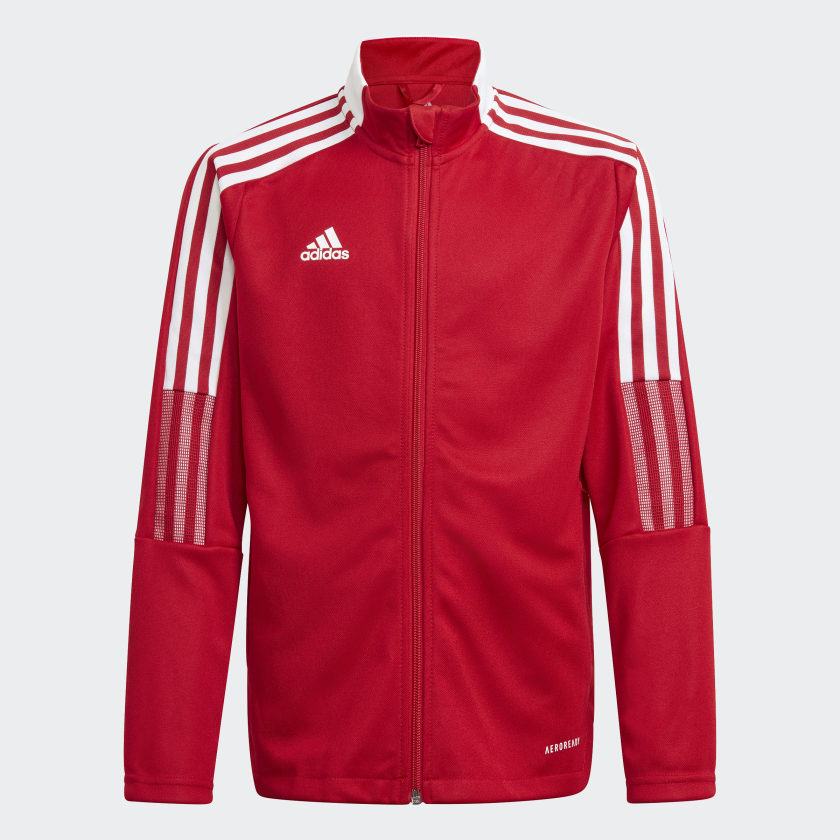 adidas TIRO 21 Track Jacket | Power Red | Youth | stripe 3 adidas