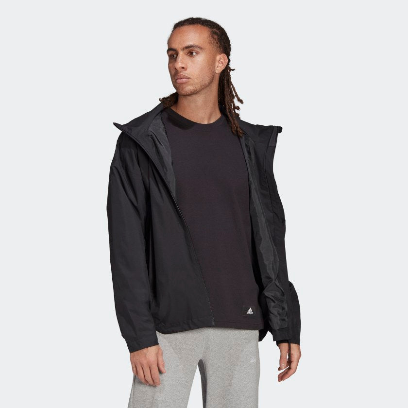adidas TRAVEER RAIN.READY Waterproof Jacket adidas Black 3 Men\'s – | stripe 