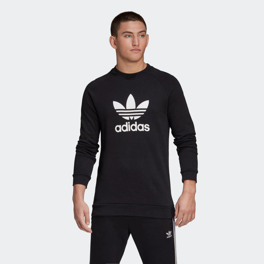 adidas Originals TREFOIL WARM-UP Crew Sweatshirt | Black | Men's